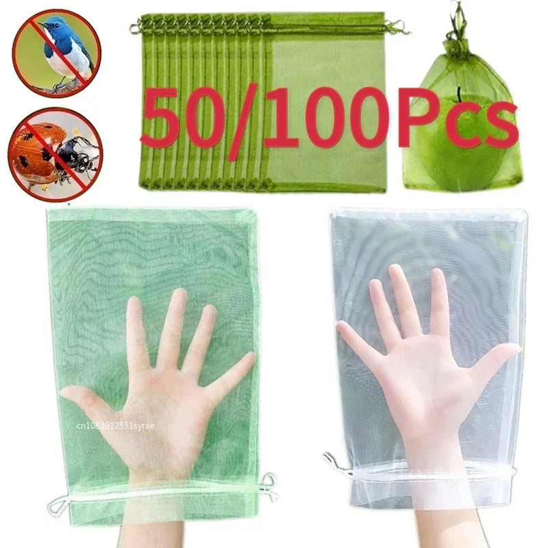 Protect Your Fruits with Our 50/100 Pack of Anti-Bird Garden Netting Bags - Perfect for Strawberries, Grapes & More!
