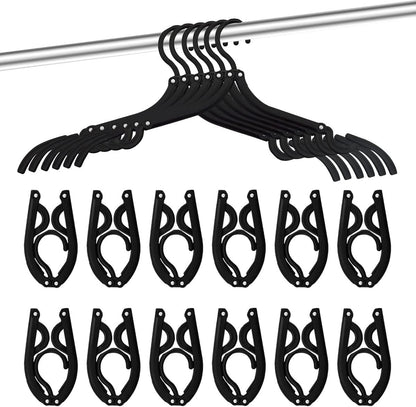 Neele 12-Piece Foldable Travel Clothes Hangers - Lightweight, Anti-Slip & Space-Saving in Black