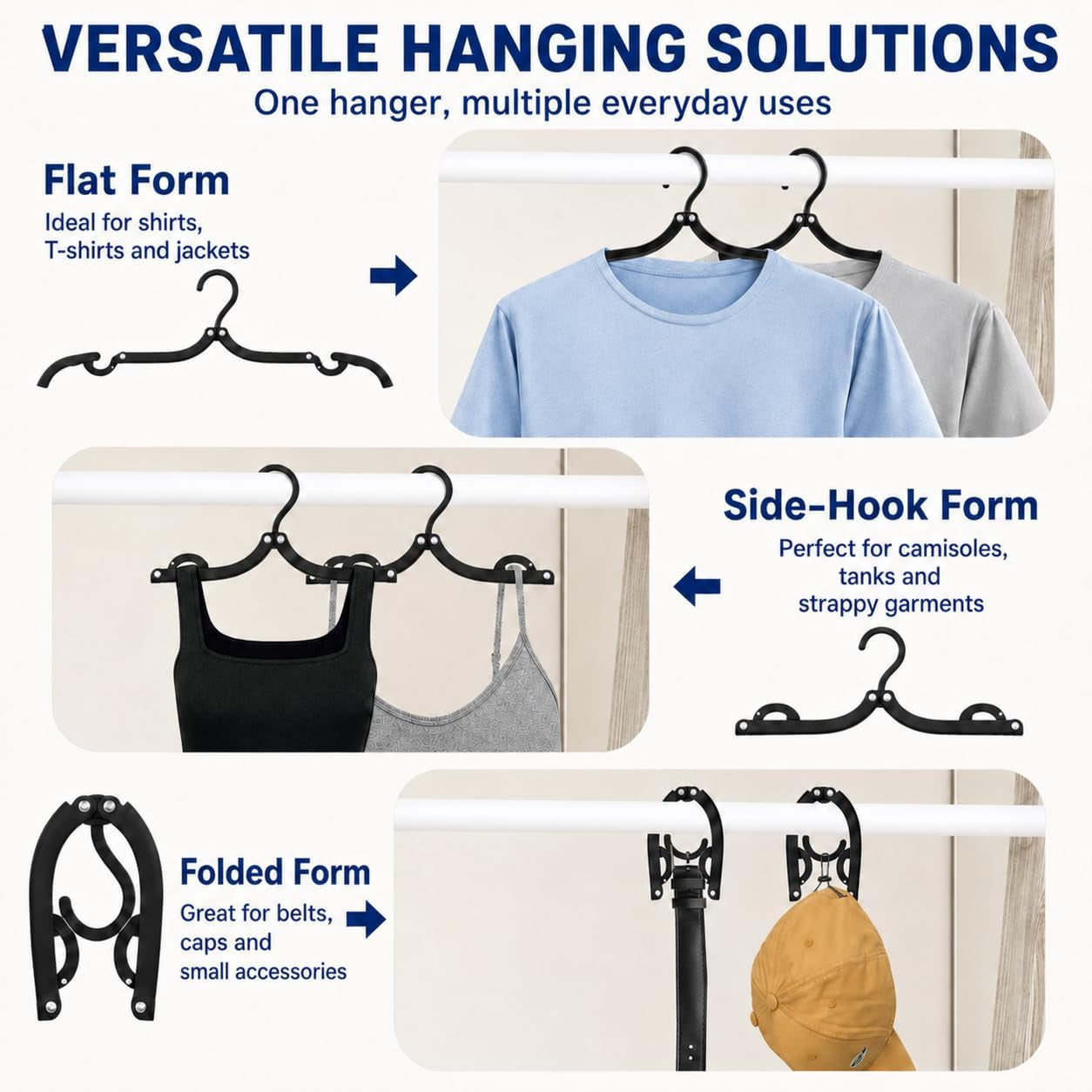 Neele 12-Piece Foldable Travel Clothes Hangers - Lightweight, Anti-Slip & Space-Saving in Black