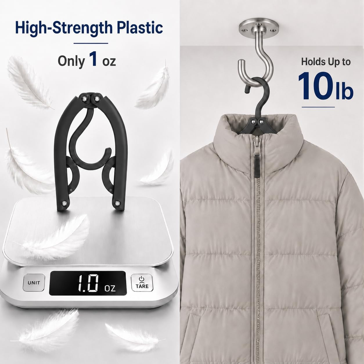 Neele 12-Piece Foldable Travel Clothes Hangers - Lightweight, Anti-Slip & Space-Saving in Black