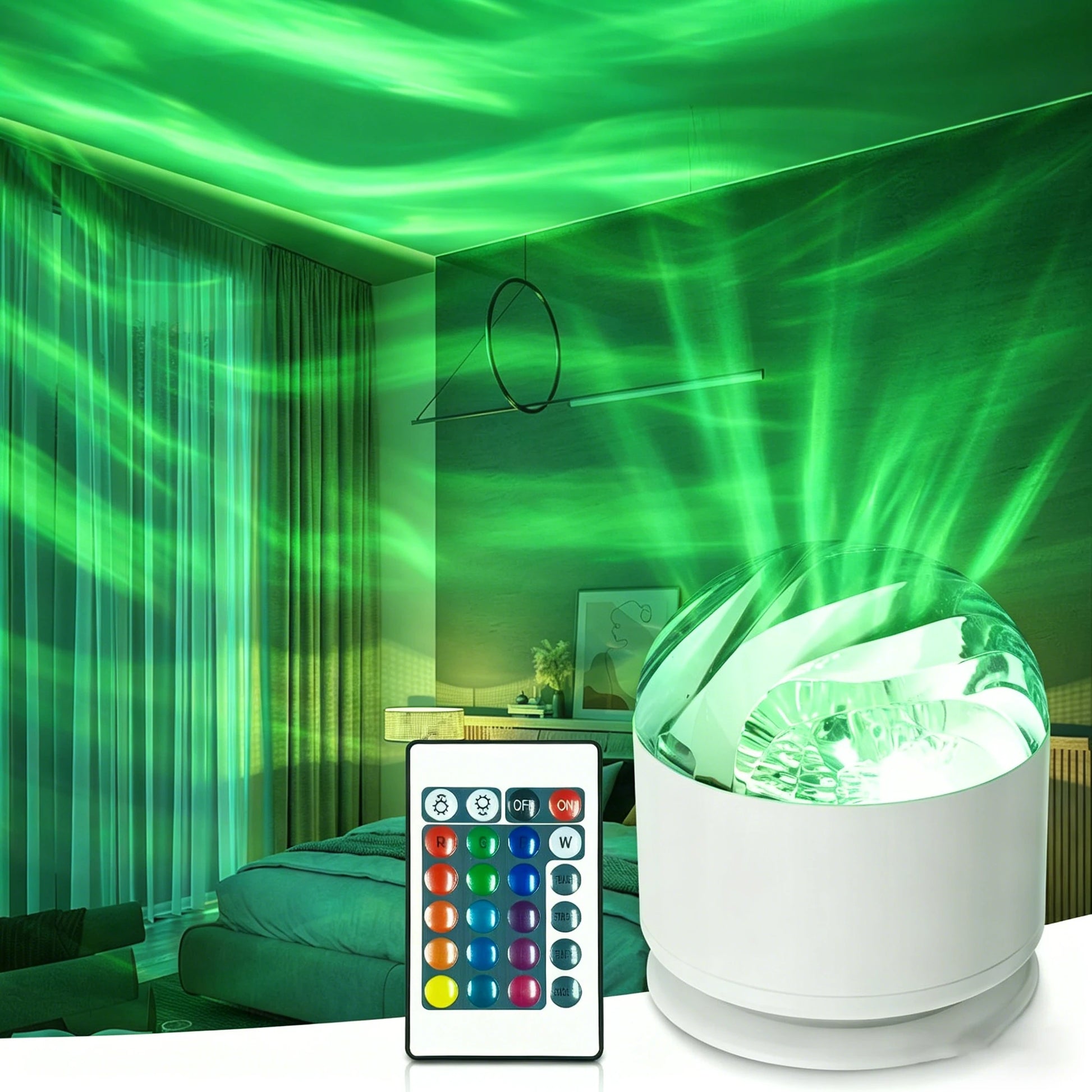 Transform Your Space with the LED Aurora Water Ripple Projector - 16 Color Starry Sky Night Light with Remote Control