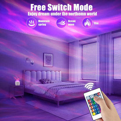 Transform Your Space with the LED Aurora Water Ripple Projector - 16 Color Starry Sky Night Light with Remote Control