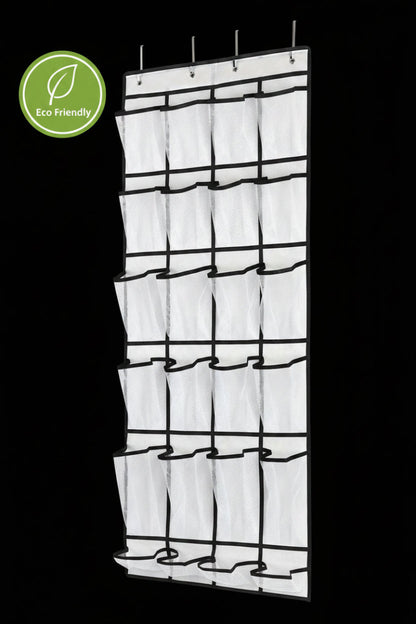 over the Door Shoe Organizer, Hanging Shoe Organizer with 24 Mesh Large Pockets Door Shoe Rack Organizer for Men Women Kids Hanging Shoe Storage Bag.(White)